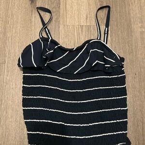 Tank top for girls size 11/12 navy blue with white stripes